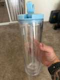 24oz  tumbler blue lid